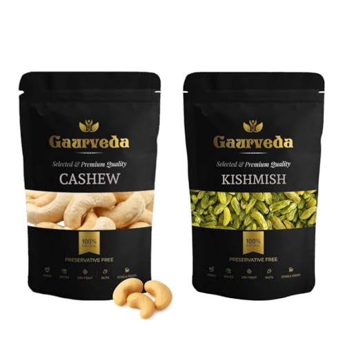 Image of GAURVEDA Kaju Kishmish Combo Pack - Premium Cashews & Raisins | Healthy Snack | Perfect for Gifting | Festive Delight, Natural Sweetness | 100 Grams