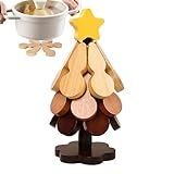 Salvamanteles de Madera para árbol de Navidad, de Madera, Resistente al Calor, para decoración de Mesa, portavasos o Tazas, para, Cocina, casa