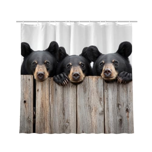KEEPAEON Black Bear Shower Curtain Farmhouse Western Rustic