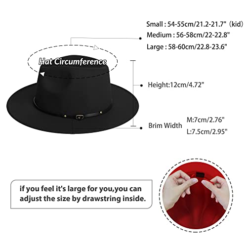 Jingsha Women & Men Two Tone Wide Brim Fedora Hats Felt Panama Hats Men's Dress Hats With Belt Buckle #TOP1