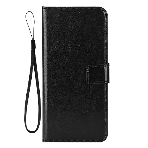 HWPIVOX Leather Case for LG K10 2018, Wallet Case for LG K10 2018 Flip PU Leather Cover, Magnetic Buckle Protection Phone Cover for LG K10 2018 Case Black