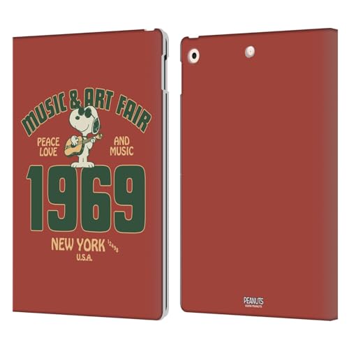 Étui portefeuille iPad 10.2 Peanuts Snoopy Guitar en cuir compatible Apple