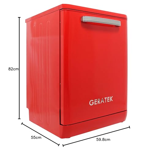 GERATEK Wien GS6200WR Retro Geschirrspüler Spülmaschine 60cm / 12 Maßgedecke/Besteckkorb / 4 Programme (Rot) 9 GERATEK Wien GS6200WR Retro Geschirrspüler Spülmaschine 60cm / 12 Maßgedecke/Besteckkorb / 4 Programme (Rot)