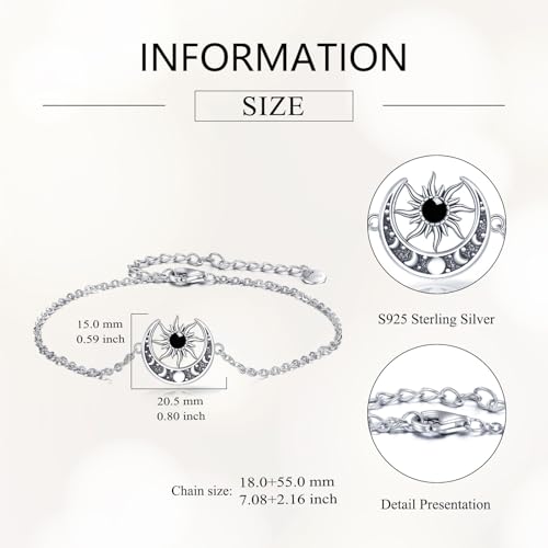 Sun and Moon Bracelet 925 Sterling Silver Moon Sun Bracelet Gemstone Jewelry Gifts for Women3