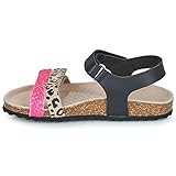 Transpirable Geox J Adriel Girl, Sandalia, Color Negro y Fucsia, 35 EU