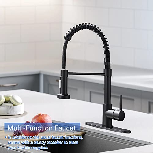 𝐃𝐚𝐧𝐏𝐢𝐚𝐧𝐠 𝐁𝐥𝐚𝐜𝐤 𝐊𝐢𝐭𝐜𝐡𝐞𝐧 𝐅𝐚𝐮𝐜𝐞𝐭 Kitchen Sink Faucets With Pull Down Sprayer And Deck Plate Single Handle Faucet For Kitchen Sink Commercial Rv High Arc Spring Sink Faucets #TOP4