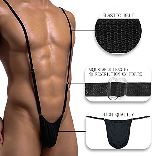 Black Sexy Men's Underwear Sexy Thong Jockstrap Flap Front Stretch Bulge Pouch Brief One Size3