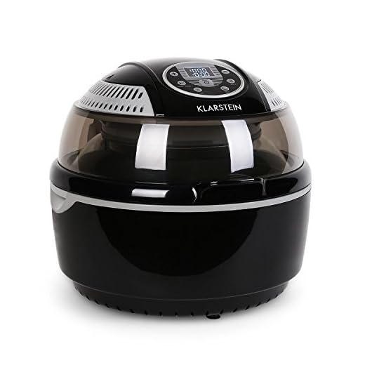 Klarstein VitAir Heißluftfritteuse Fritteuse, 1400 Watt, fett-frei Frittieren + Backen + Grillen + Rösten, Halogen-Infrarot-Heizelement, Automatik, Antihaft-Beschichtung, schwarz