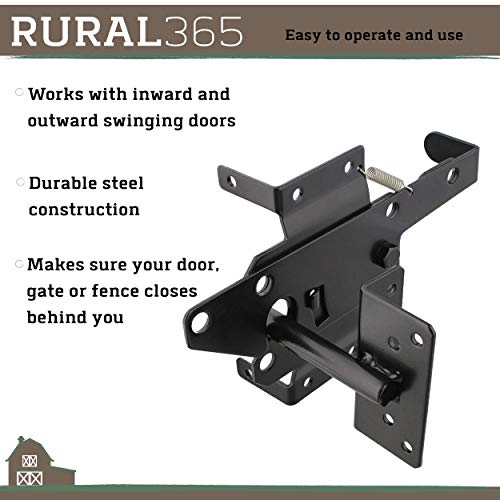 Rural365 Heavy Duty Self Locking Latch, Black Gravity Gate Latch For Inward And Outward Swinging Doors On House Or Barns #TOP3