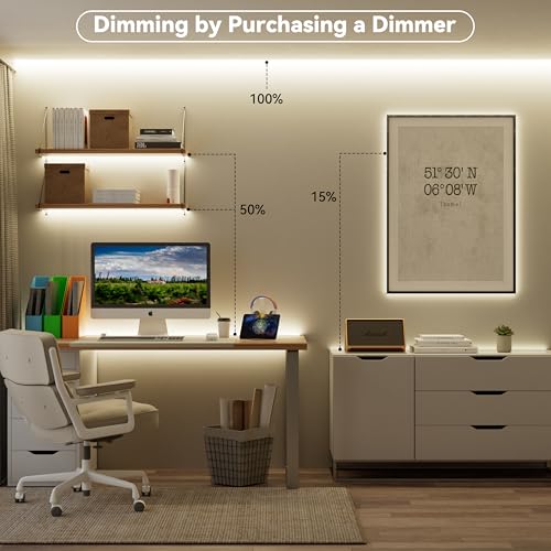 Image of MIWISE COB LED Strip 32.8ft /10m,CRI 90+ Natural White 4000K High Lumen Super Bright Flexible DC24V LED Tape Light,for Cabinet Home Office DIY Lighting Projects(Adapter&Controller NOT Included)