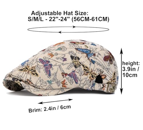 Image of Quanhaigou Men's Cotton Flat Ivy Gatsby Newsboy Driving Hat Adjustable Irish Cabbie Ivy Driving Hunting Cap