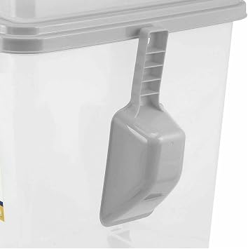 3-Piece Airtight Pet Food Storage Container with Measuring Scoop Plastic Pet Dog Cat Animal Dry Food Dispenser (Grey)