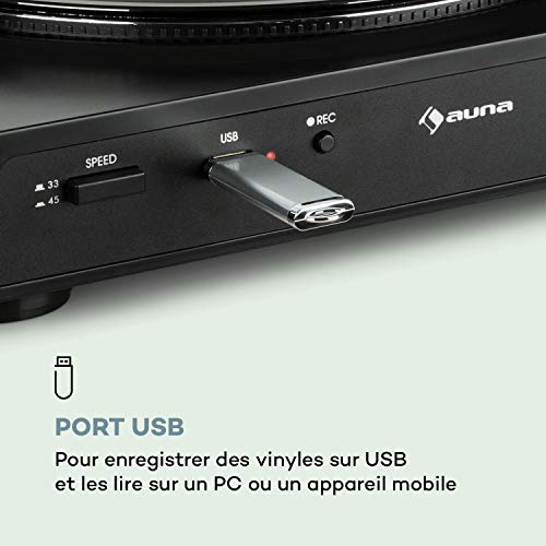 AUNA Fullmatic – Platine entièrement Automatique, 33 ou 45 TR/Min, 30 ou 17 cm Format Record, Port USB, Entrée AUX… - Les Beatles, Paul McCartney, John Lennon, RIngo Starr, George Harrison AUNA Fullmatic - Platine entièrement Automatique, 33 ou 45 TR/Min, 30 ou 17 cm Format Record, Port USB, Entrée AUX… – Image 5