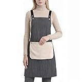 [IOLOYU] エプロン 防水 防油 ハンドタオル付き クロスバック 前掛け ポケット付き 家庭用 料理教室用 カフェ 飲食店 キッチンエプロン 男女兼用 シンプル ストライプ (ブラック)