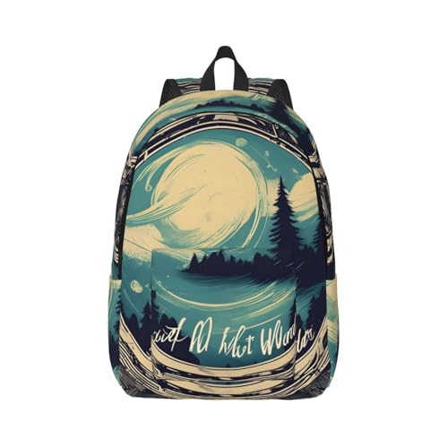 Vbcxza Mochila de lona estampada Not All Who Wander Are Lost, tamaño mediano y pequeño, perfecta para senderismo, viajes y uso diario, Black, S, Mochilas rucksack