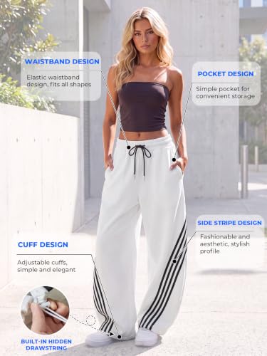 Image of EMMIOL Women's Y2K Baggy Barrel Striped Sweatpants High Waisted Wide Leg