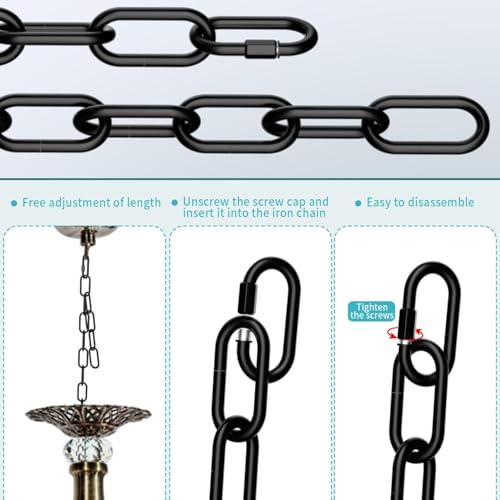 Image of 2 Pack 3 Feet Industrial Black Light Fixture Chain, Plant Hanging Chain, with Detachable Link, Maximum Load is 60 Pounds