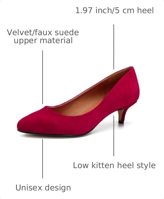 Image of MAIERNISI JESSI Unisex Men's Women's Pointed Toe Kitten Heel Pumps, 2 Inch Low Heel Office Dress Shoes