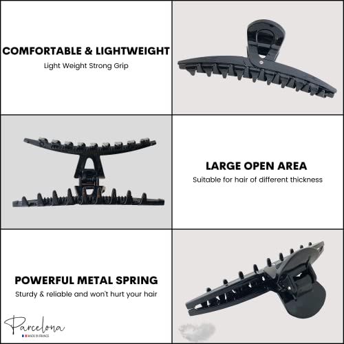 Pinza Parcelona French Pinch negra con muelle cubierta y diseño de garra de cristal para mujer miniatura 3