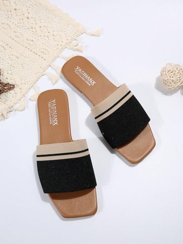 Verdusa Women's Flat Sandals Beach Slides Color Block Open Toe Outdoor Shoes2