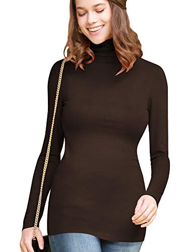 Image of Lock and Love Women's Turtleneck Top Lightweight Long Sleeve Slim Fit Pullover, Soft Rayon Stretch Layering Basic, S-3XL