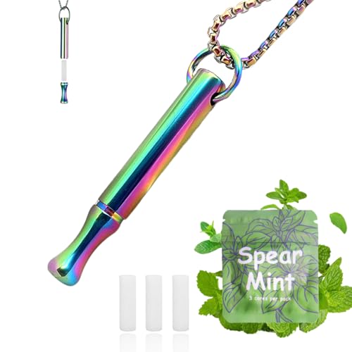 Image of LAMKHOO Breathing Necklace to Quit Smoking and Vaping with Refillable Mint Pods Stop Smoking Aids Fidget Necklace Smokeless Inhaler for Adults