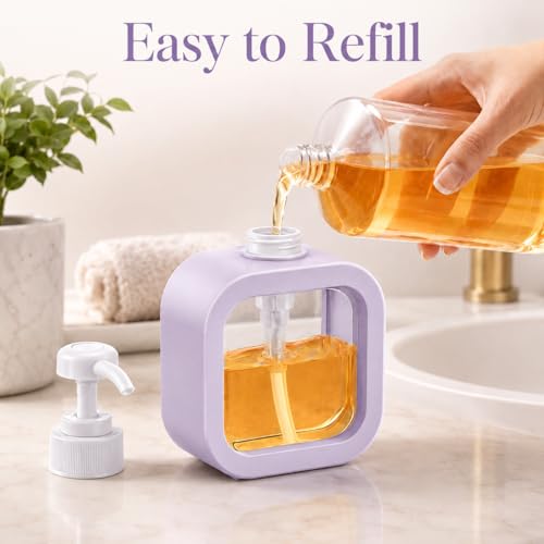 Image of Soap Dispenser for Wash Basin - Handwash Dispenser Bottle for Bathroom Sink - Liquid Soap Hand Wash Pump Bottle Plastic Container for Home, Bathroom(Purple,Pack of 2)