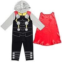 Marvel Avengers Thor Toddler Boys Zip Up Cosplay Coverall and Cape 4T