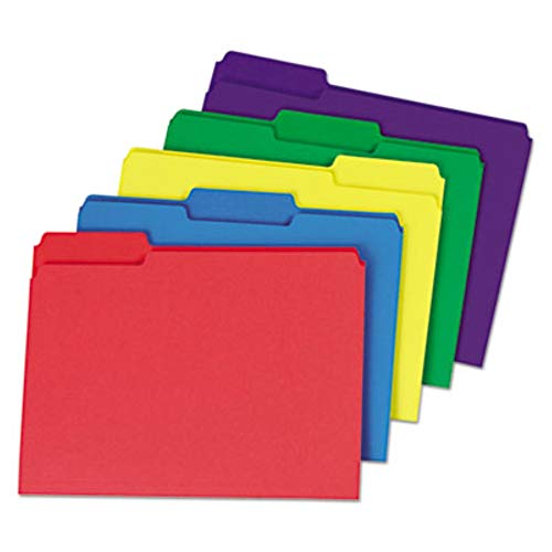 Universal Deluxe Heavyweight File Folders, 1/3-Cut Tabs: Assorted, Letter Size, 0.75" Expansion, Assorted Colors, 50/Box #TOP1