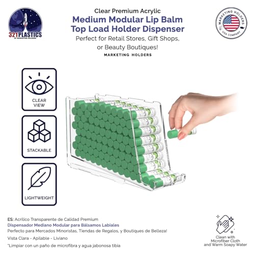 Marketing Holders LB-DISP-MED Clear Acrylic Lip Balm Dispenser Medium Stackable Containers Freestanding Counter Display Stand thumb #4