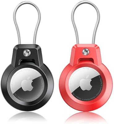 Gitfos AirTag Holder, Air Tags-2 Pack AirTag Keychain Holder with Wire Cable – Robust & 360° Protective fit Apple AirTag Holder for Luggage, Backpack, Keys, Ring Car Key Chain, Pe…