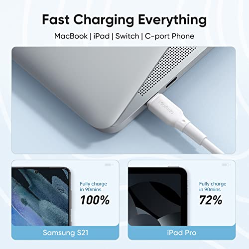Image of mcdodo USB C to USB C Cable 100W /4Ft, 5A Type C to Type C Fast Charging Cable, USB C Fast Charger Cord with Mac-Book Pro /iPad Pro /Galaxy S22 S21 S10 S9 /Mate 40 30 /Pixe(White)