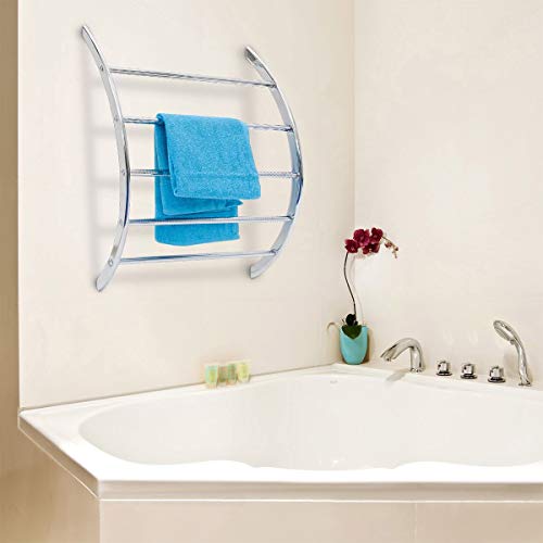 Relaxdays 10019258 - Toallero con 5 barras de acero inoxidable cromado, 70 x 56,5 x 15,5 cm con 5 barras en forma de… - Imagen 3