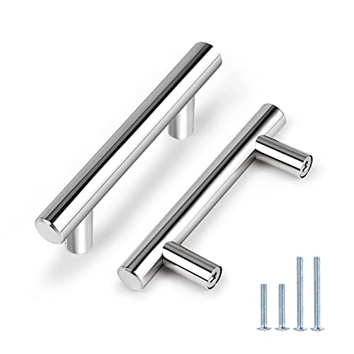 Image of Probrico 15 Pack 2-1 /2 Inch Polished Chrome Cabinet Pulls, 4 Inches Total Length, Stainless Steel Euro Kitchen Cabinet Hardware, Chrome Drawer Pulls