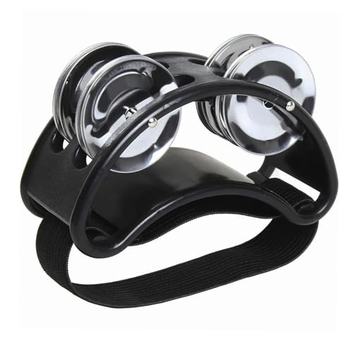 Tambor de pie, percusión de pandereta con pedal, pandereta con pedal de tambor, percusión de pandereta, pedal de percusión para instrumentos musicales con cascabeles de acero inoxidable - Pandereta