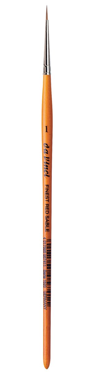 da Vinci Watercolor Series 1520 Paint Brush, Round Pure Red Sable with Short Brown Lacquered Handle, Size 1 (1520-01)