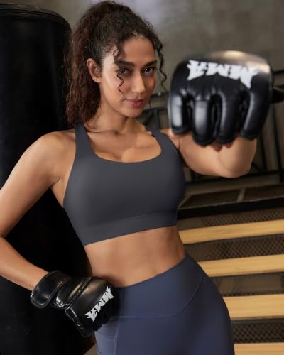 Image of RUNNING GIRL Sports Bra for Women,Molded Cup Strappy Running High Impact Sports Bra with Sewn in Pads