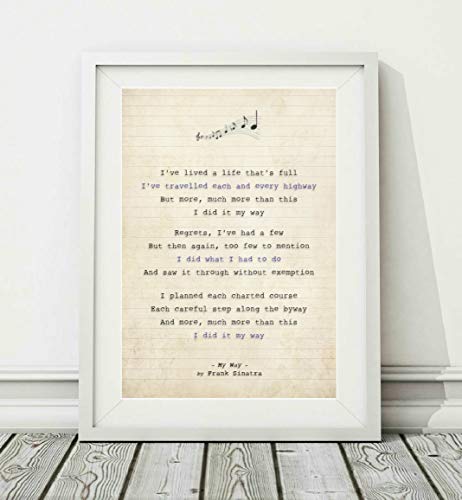 Didymus Co Frank Sinatra - My Way - Song Lyric Art Poster Print (UNFRAMED) - Sizes A4 A3 (A4)