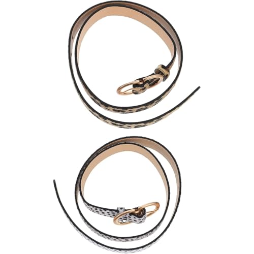 2Pcs Women Leopard Belts - Stylish PU Leather Waist Belts for Dresses/Jeans | 41In Chic Accessory