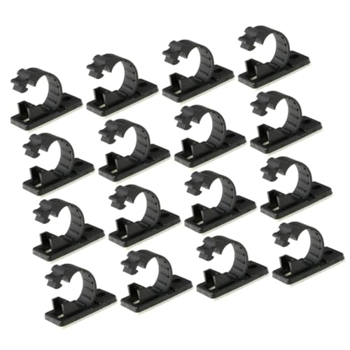 IMIKEYA 25 Abrazaderas Adhesivas para Gestión de Cables Organizador de Cables Negro Clips Ajustables para Fijación en Pared 25 Unidades