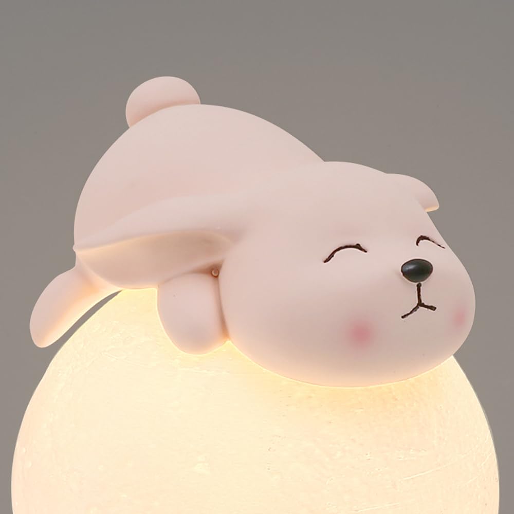 QYYZTQY śliczny królik zwierzę lampa stołowa na biurko mały okrągły stół dla dzieci lampa do sypialni niedźwiedź róża noc światło księżyc globus łóżko lampka nocna do pokoju dziecięcego sypialnia