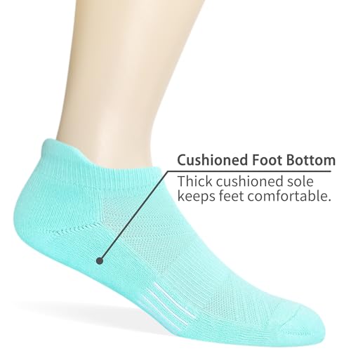 Image of Women's & Men's Breathable Athletic Running Low Cut Socks Cotton Cushioned Ankle Tab Socks, 5 Pairs