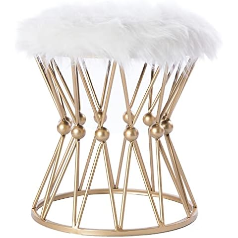 Fabulaxe Gold Metal Vanity Stool Cover