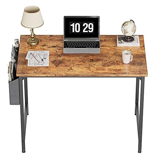 CubiCubi Study Computer Desk 32" Home Office Writing Small Desk, Modern Simple Style PC Table, Black Metal Frame, Rustic Brown