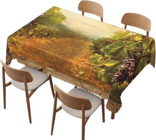 Tizhweqo Mantel Mesa Rectangular Viñedo, Manteles Antimanchas Uvas, 3D Impresión Mantel Impermeable Lavable para Cocina Salón Comedor, 100x140 cm Q.P1353