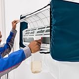 11 piezas funda protectora para limpiar las unidades interiores de aire acondicionado, kit de limpieza con tapa colectora de agua, revestimiento de pared, tabla de apoyo, tubo de agua, 4 cepillos