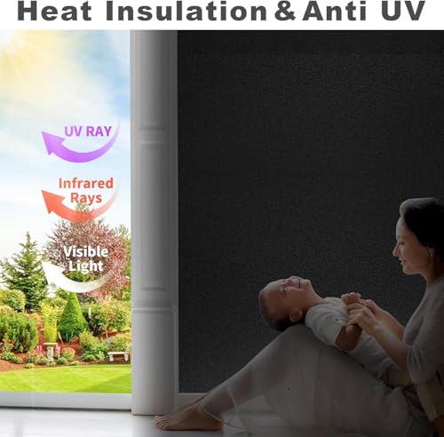 Antrect Sichtschutzfolie Fenster Folie Blickschutz, Fensterfolie Blickdicht Milchglasfolie Fenster Spiegelfolie Fenster Sichtschutz 40x200cm – Bild 3