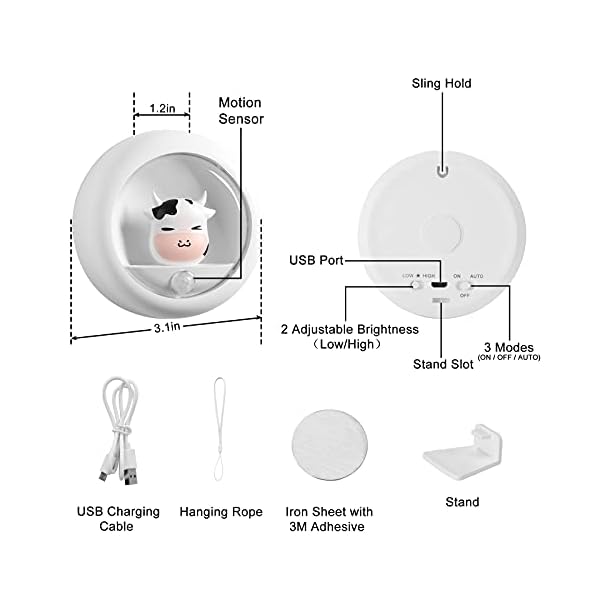 AIMILAR Rechargeable Night Light Motion Sensor LED Kids Night Lights for Bedroom Bathroom Stick on Wall Dimmable Baby… – Bild 8