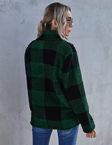 Image of AKEWEI Women Faux Fleece Sweatshirt Fuzzy Button Pullover Coat with Pocket
