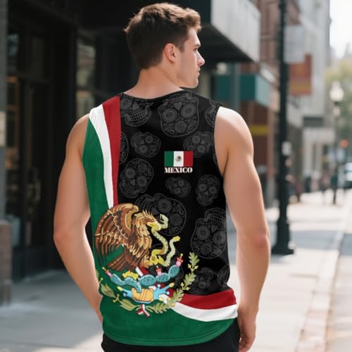 Men Mexican Flag Print Quick Dry Workout Tank Top Mexico Theme Gym Muscle Tee Bodybuilding Sleeveless Shirt3